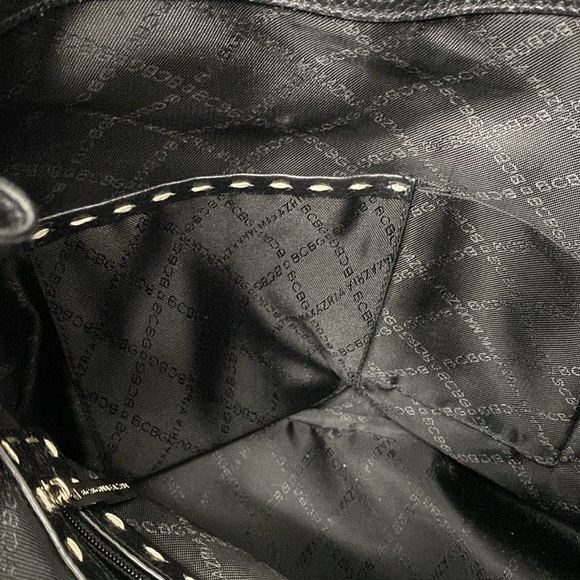 BCBGMaxAzria Black Pebbled Leather Handbag /Purse/with Gorgeous Stitching - Picture 13 of 16